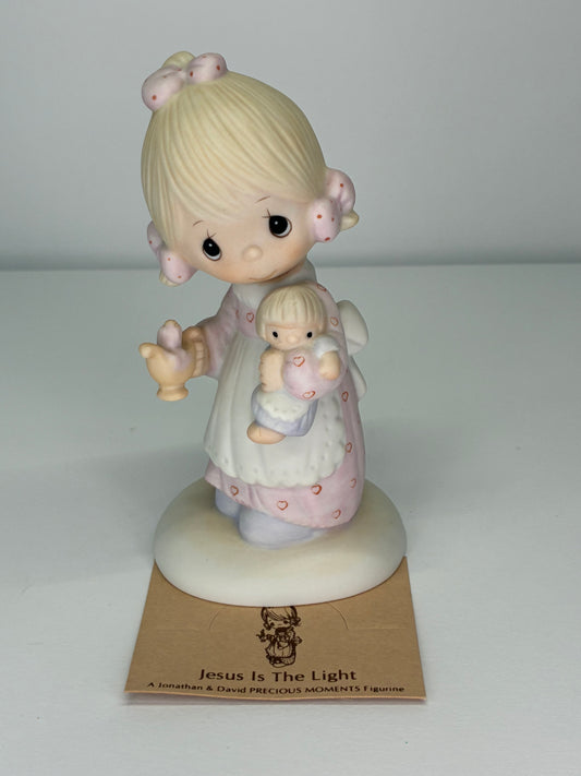 Precious Moments Vintage 1978 Jesus is the Light Hand Painted Porcelain Collectible Figurine Original Box