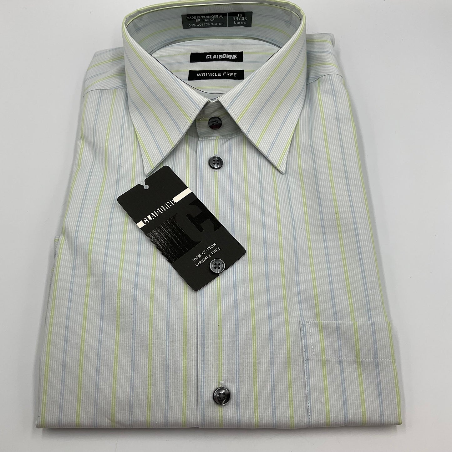 Claiborne Men's Dress Shirt Long Sleeve Large New with Tags