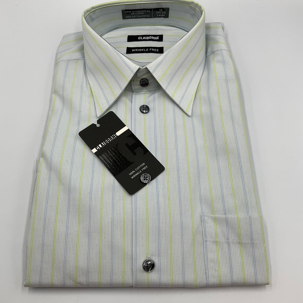 Claiborne Men's Dress Shirt Long Sleeve Large New with Tags