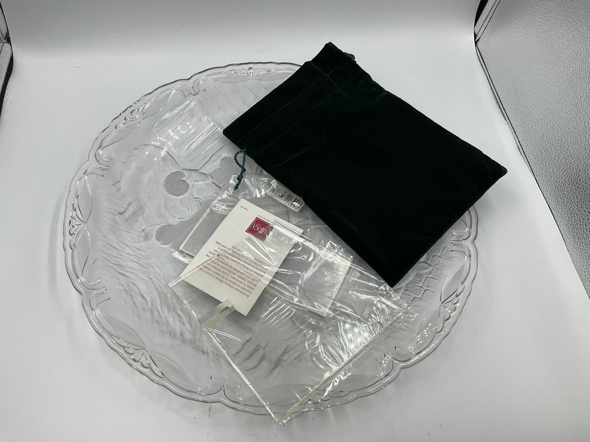 Vintage Mikasa crystal frosted glass Christmas nativity scene platter