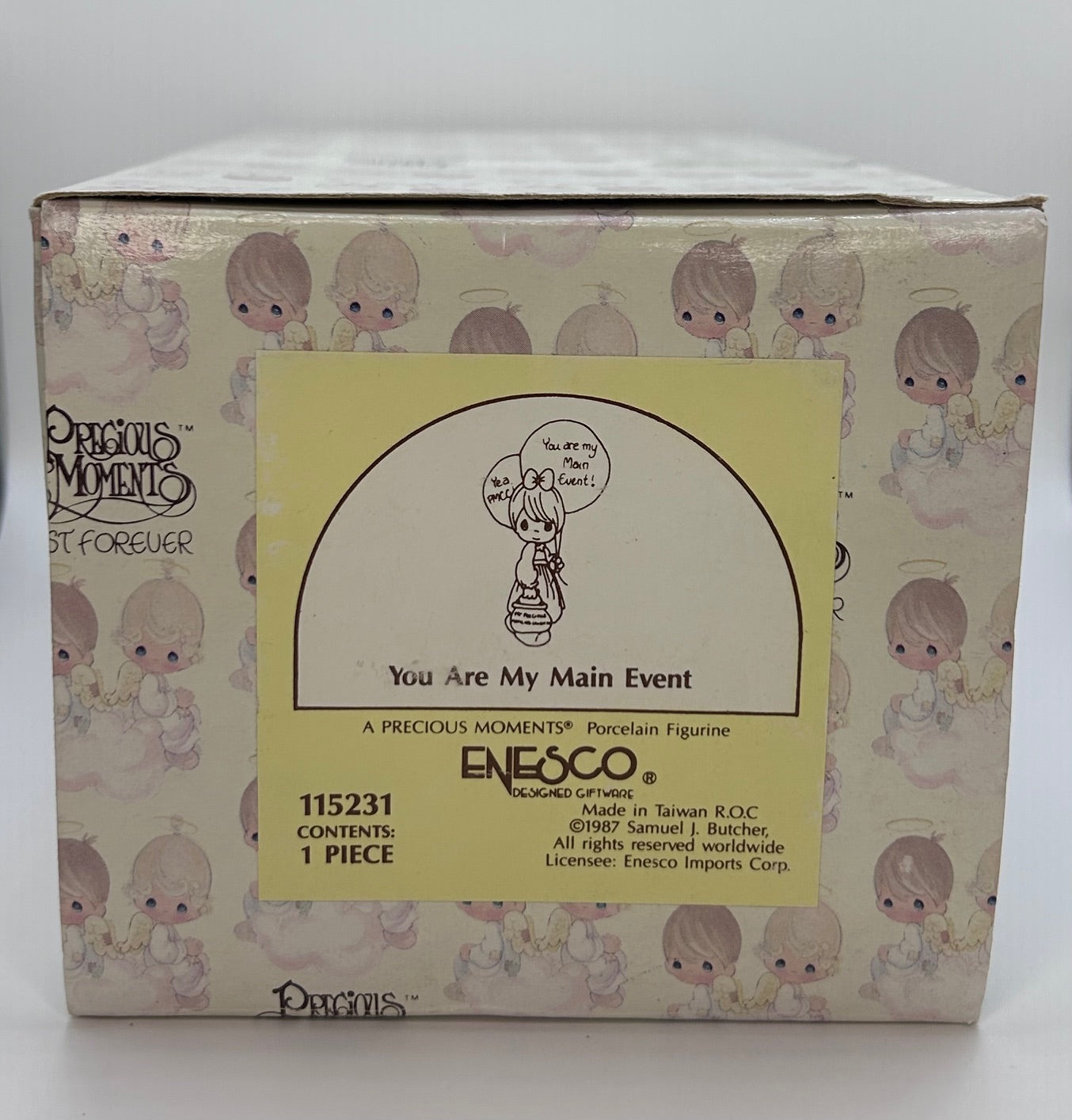 Precious Moments Vintage 1987 You Are My Main Event Hand Painted Porcelain Collectible Figurine Original Box Mint