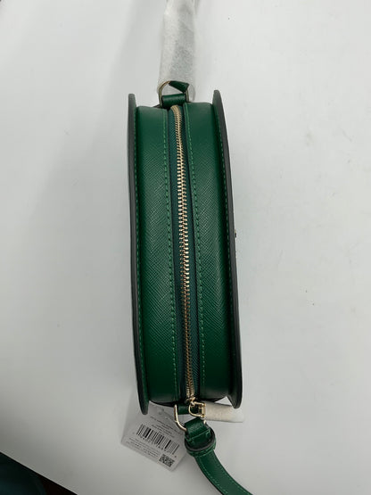 Kate Spade New York Forest Green Cross Grain Designed Leather Cross Body Bag