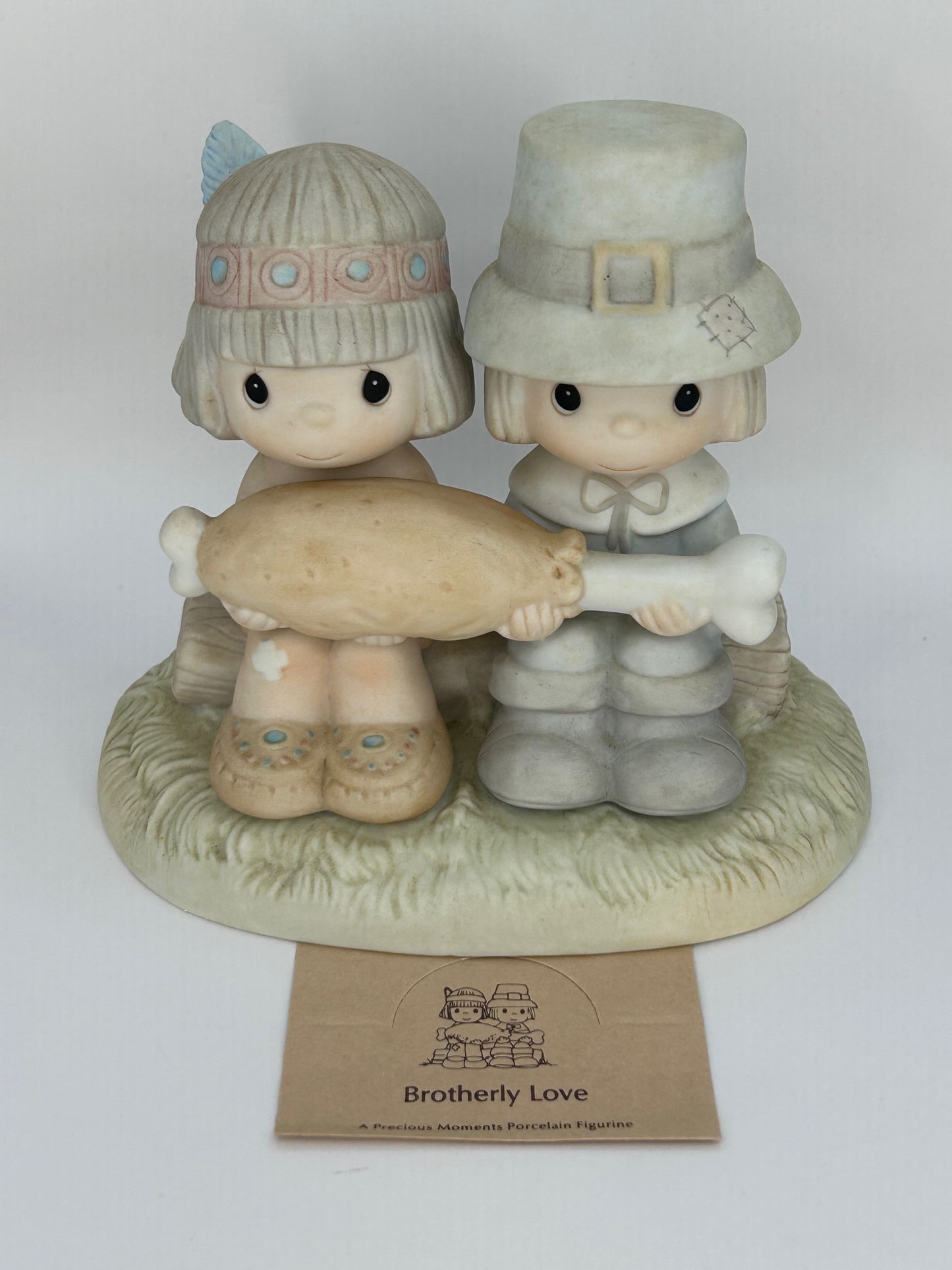 Precious Moments Vintage 1986 Brotherly Love Painted Porcelain Collectible Figurine Original Box Mint