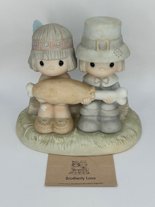 Precious Moments Vintage 1986 Brotherly Love Painted Porcelain Collectible Figurine Original Box Mint