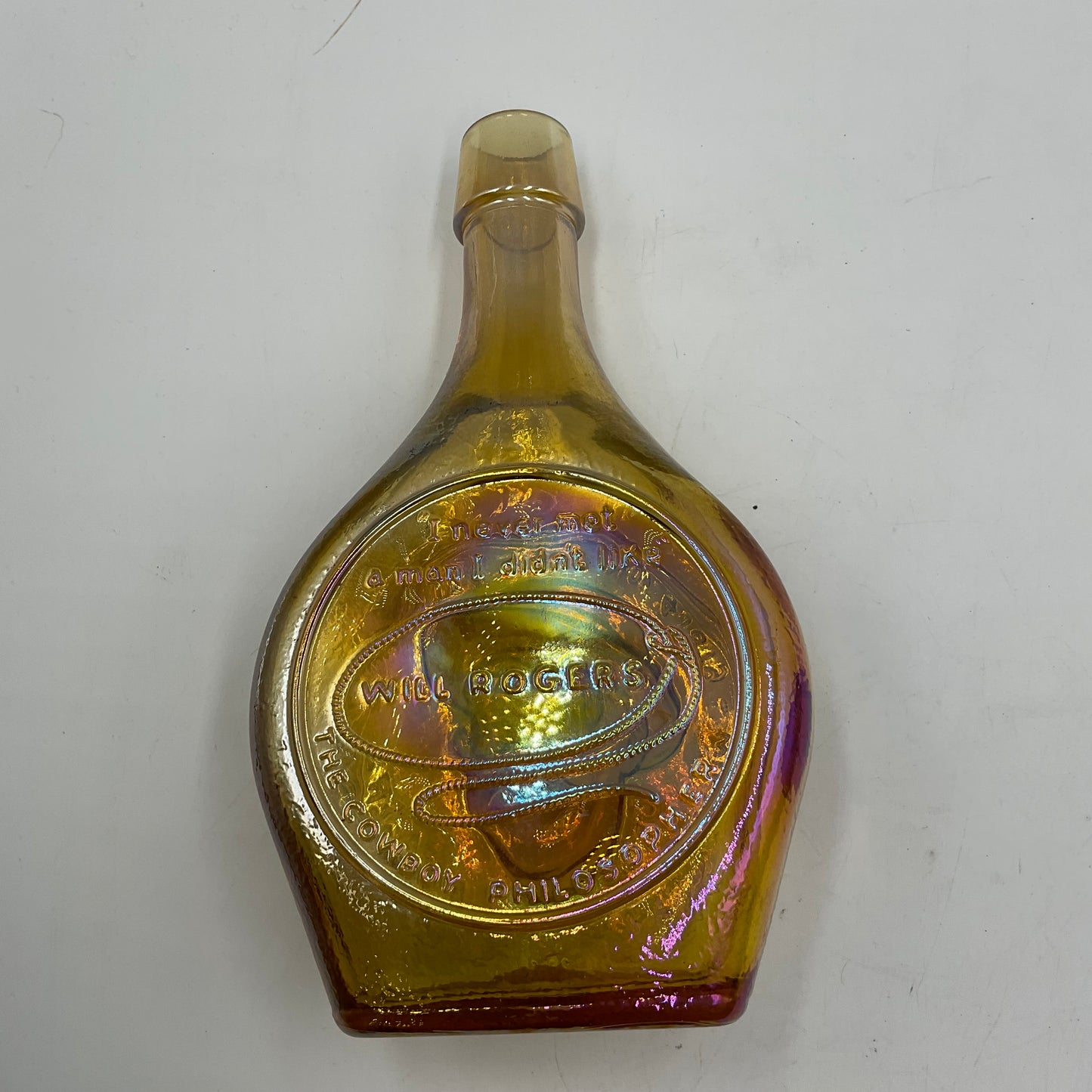 Vintage 1969 Wheaton Amber Carnival Glass Bottle