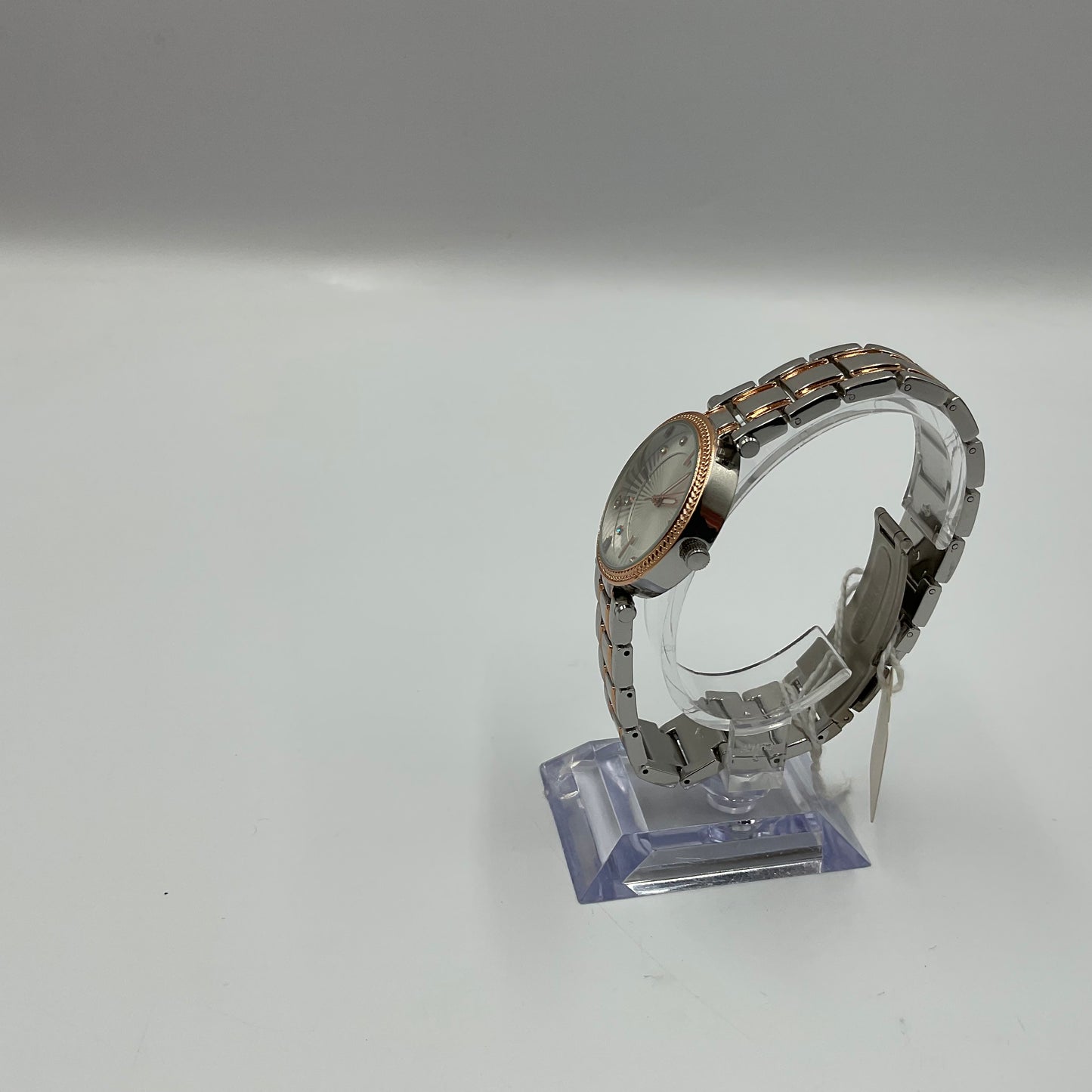 Rose Gold Two Tone Silver Face Women's Watch NEW BATTERY