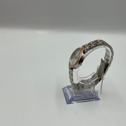 Rose Gold Two Tone Silver Face Women's Watch NEW BATTERY