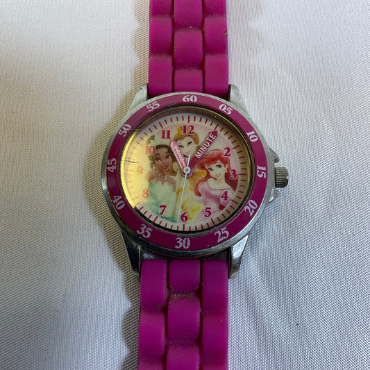 Disney Princesses Time Teacher Watch Pink Silicone Band Working Condition New Battery