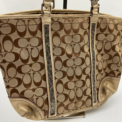 Coach Signature Gallery Tote Metallic Gold Trim