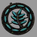 Vintage Zuni Native American Sterling Turquoise Needlepoint Pin Signed