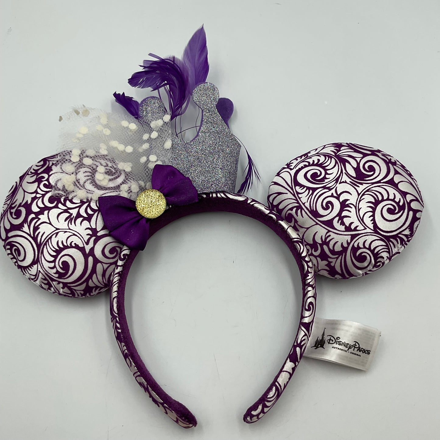Disney Parks Plush Purple Silver Mickey Minnie Mouse Ears