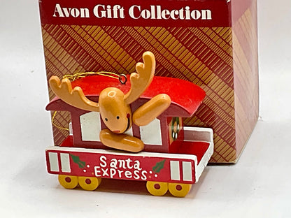 Avon Gift Collection Vintage Santa Express Reindeer Train Car Christmas Winter Holiday Ornament with Original Box