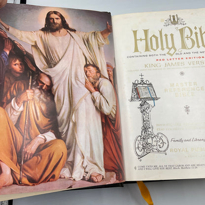 Vintage Holy Bible King James Version KJV Red Letter Gold Seal Edition