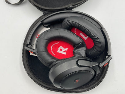 Aiwa Wireless Bluetooth Over Ear Red Black Headphones and Case Untested