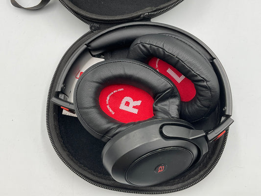 Aiwa Wireless Bluetooth Over Ear Red Black Headphones and Case Untested