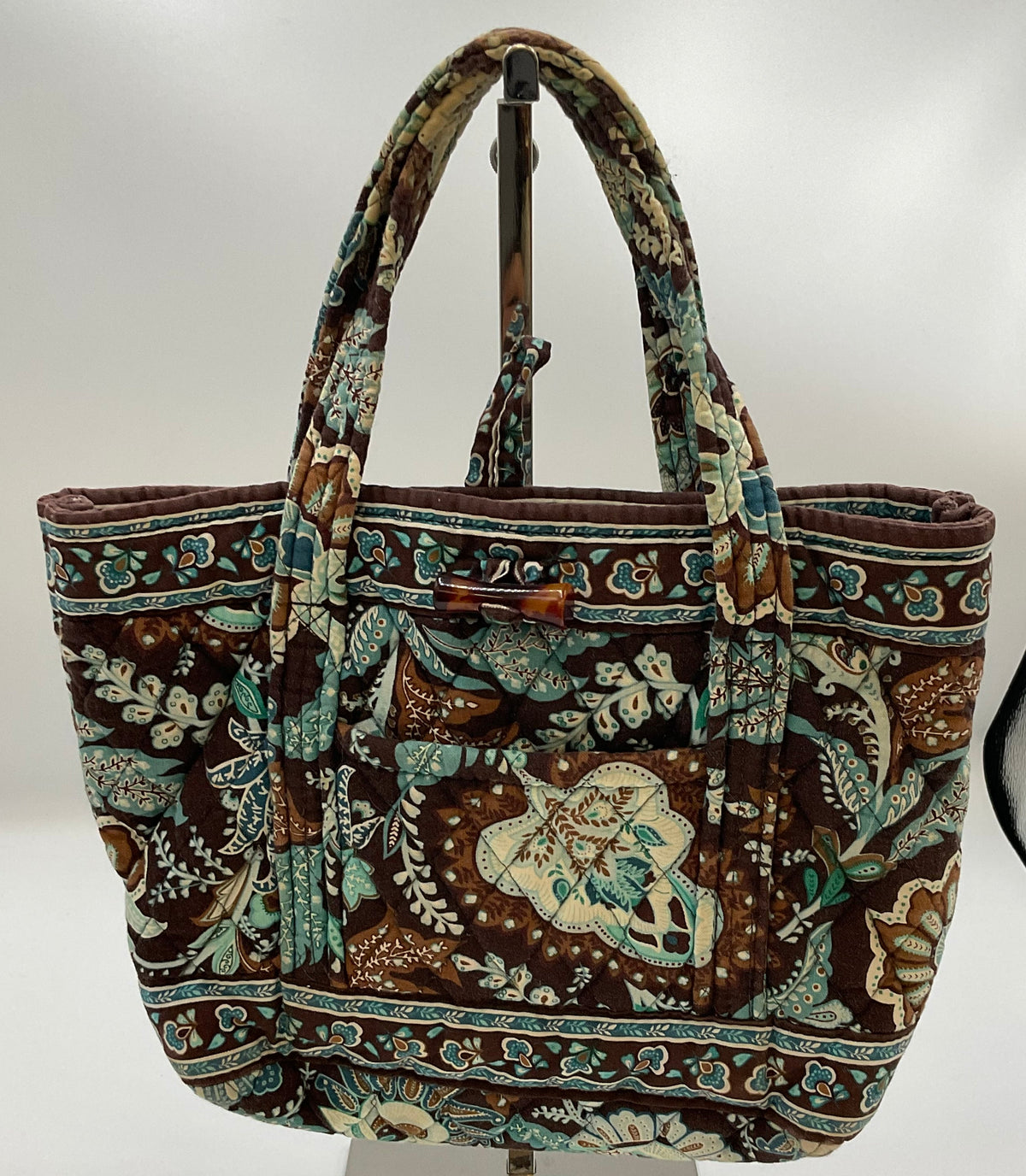 Vera Bradley Java Blue Quilted Tote Handbag w/ Checkbook Cover