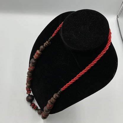 Red/Brown Ball Design Beaded Necklace