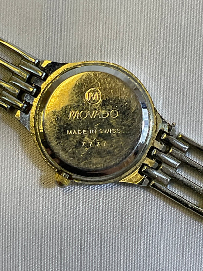 Movado 7777 Silvertone Women's Watch Goldtone Accents Pre-Owned