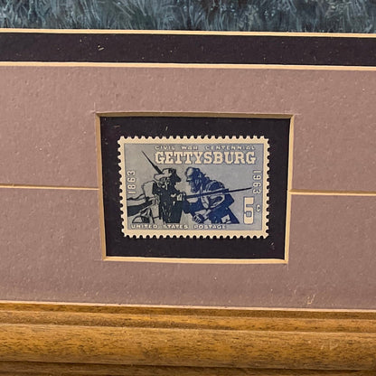 Morton Kunstler Framed Artwork Keep Your Sabers Men July 3 1863 with Gettysburg Stamp