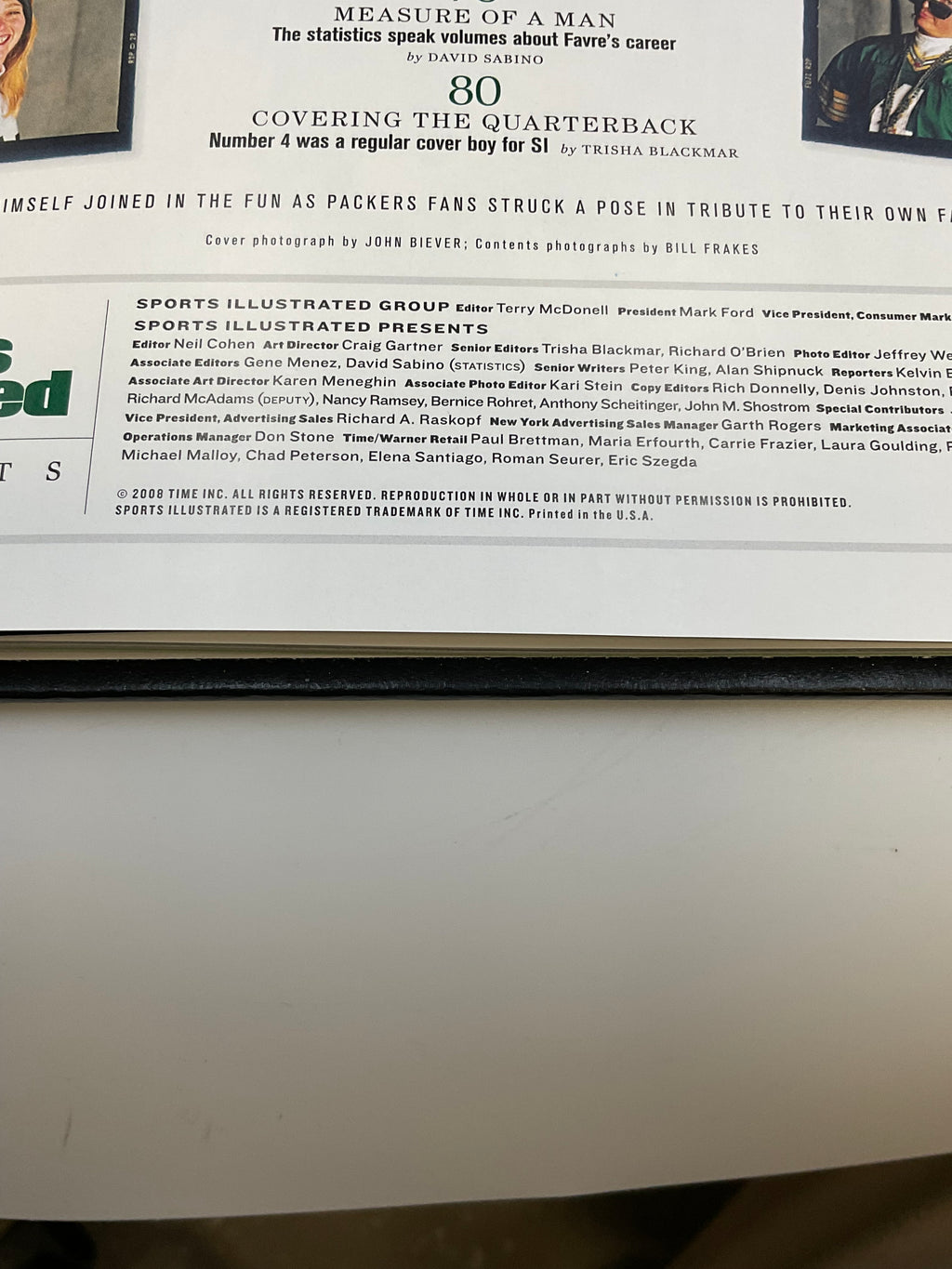 Brett Favre Tribute To A Legend Sports Illustrated 2008 Reader Copy
