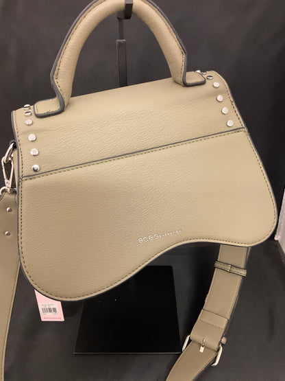 BCBGeneration Asymmetrical Studded Saddle Style Moss Color Shoulder Handbag