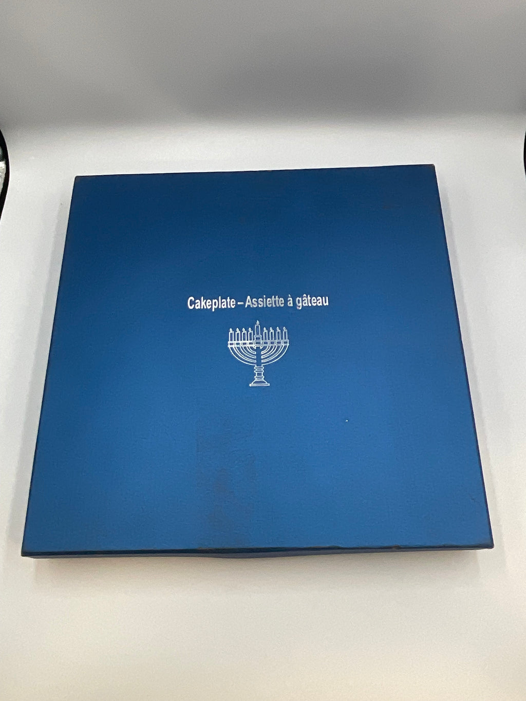 Cobalt Blue Glass Hanukkah Menorah Cake Plate / Serving Platter