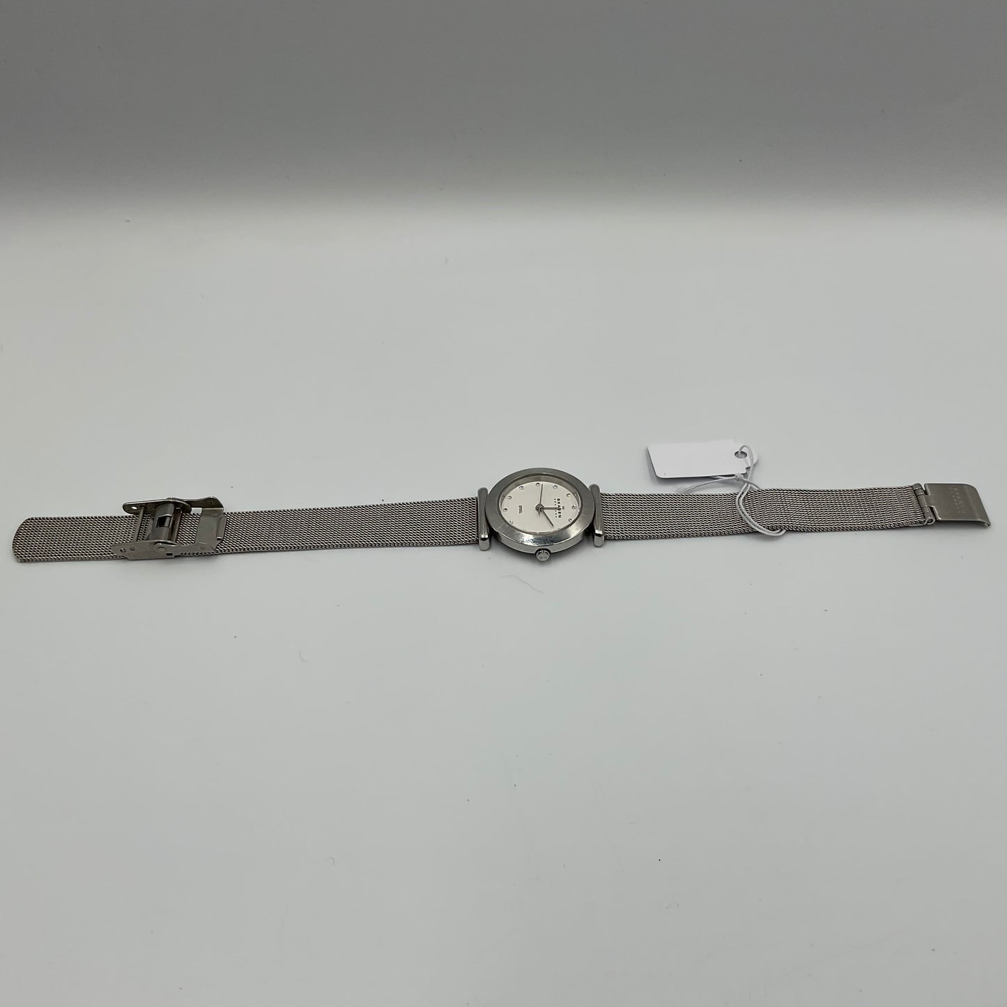 Skagen Steel Denmark Ladies Stainless Steel Mesh Bracelet Crystal Markers Watch