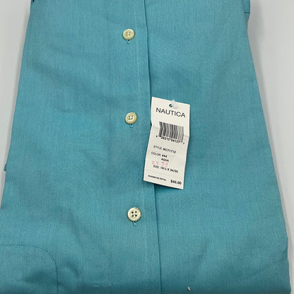 Nautica Men's Dress Shirt Aqua Blue Size L 16.5 34/35 New with Tags