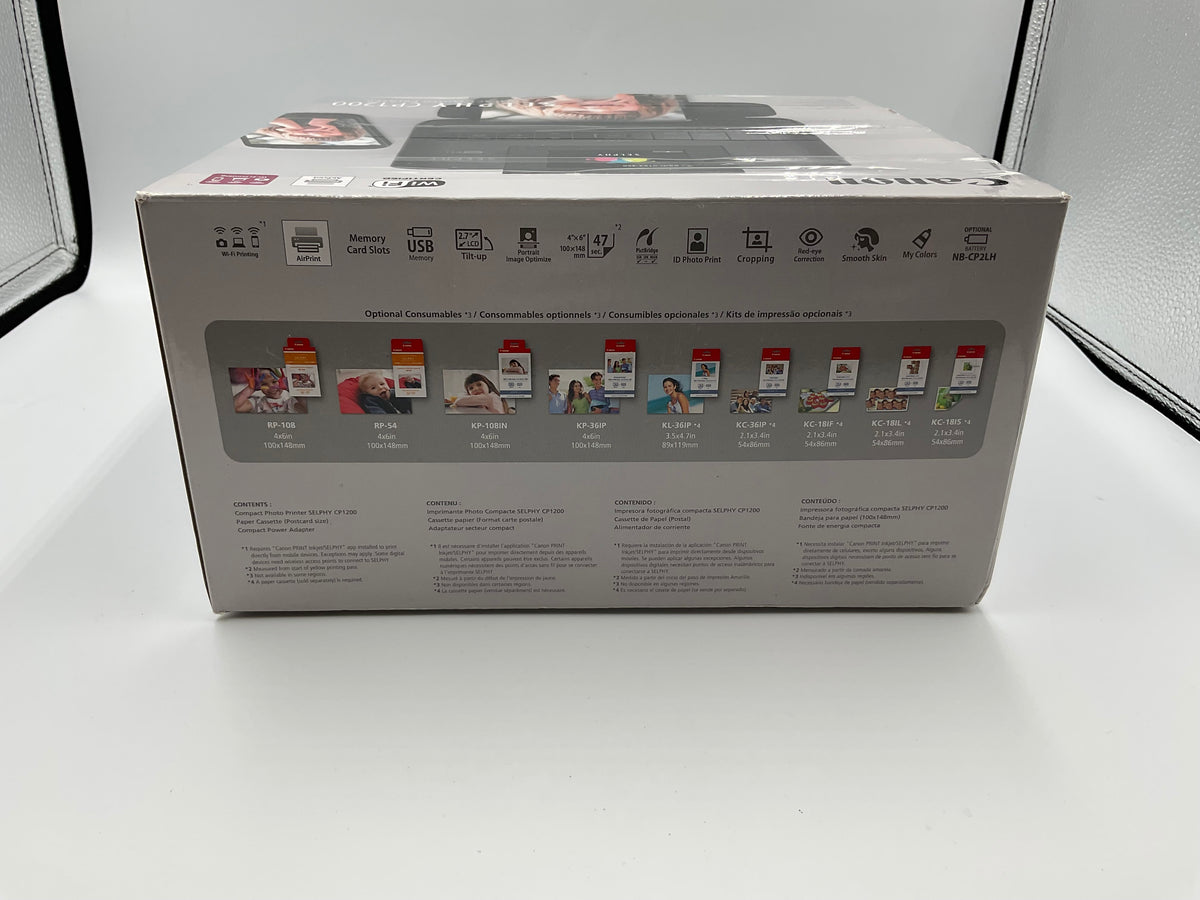 Canon SELPHY CP1200 Wireless Compact Photo Printer Black Bundle With Box