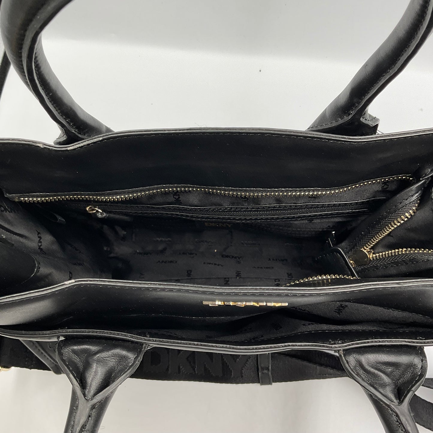 DKNY Black Satchel Dual Top Handles