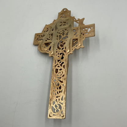 Pewter Filigree IHS Cross Crucifix 9.5 inches tall