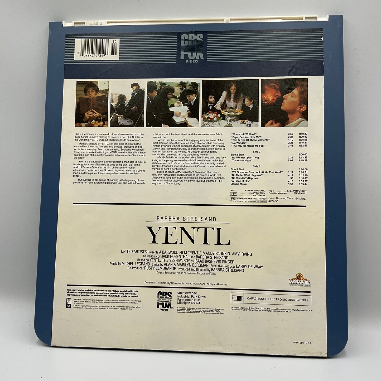 1983 CED Barbara Streisand Yentl Electronic disc