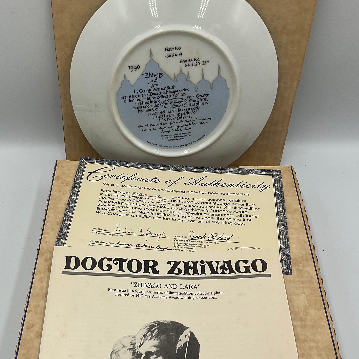 W.L. George Bradford Exchange Limited Edition Dr Zhivago and Lara Vintage 1990 Box COA