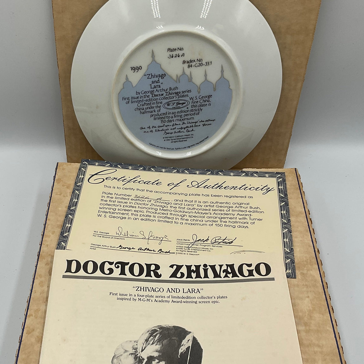 W.L. George Bradford Exchange Limited Edition Dr Zhivago and Lara Vintage 1990 Box COA