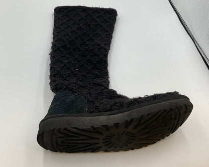 UGG Australia Classic Cardy Black Cable Knit 3 Button Boots Womens Size 8