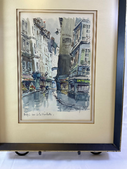 Franz Herbelot Water Color Paris Themed Framed #1