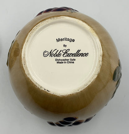 Noble Excellence Meritage Grape Vine Embossed Ceramic Cookie Jar w/ Lid