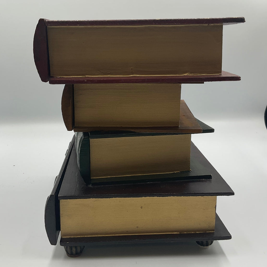 Stacked Faux Books Trinket Box Keepsakes Faux Leather Book Drawers