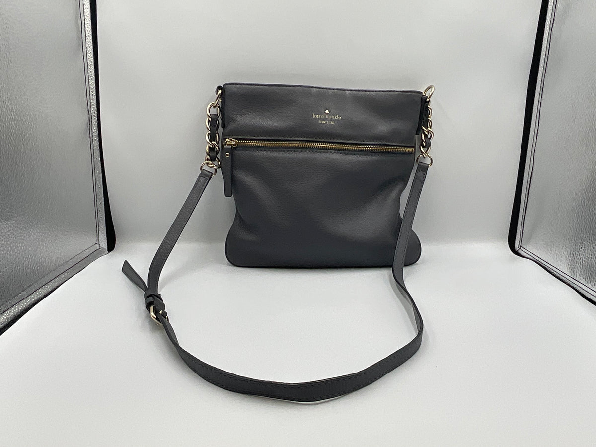 Kate Spade New York Jackson Street Melisse Leather Crossbody Bag in a deep Charcoal Grey colorway