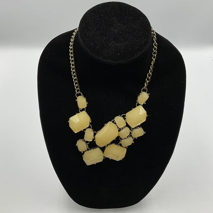 Large Whitish Yellow Stone Thick Chain Necklace