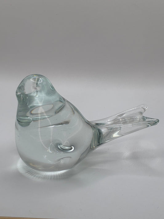 Handmade Artisan Clear Glass Bird Figurine Collectible Art Decor
