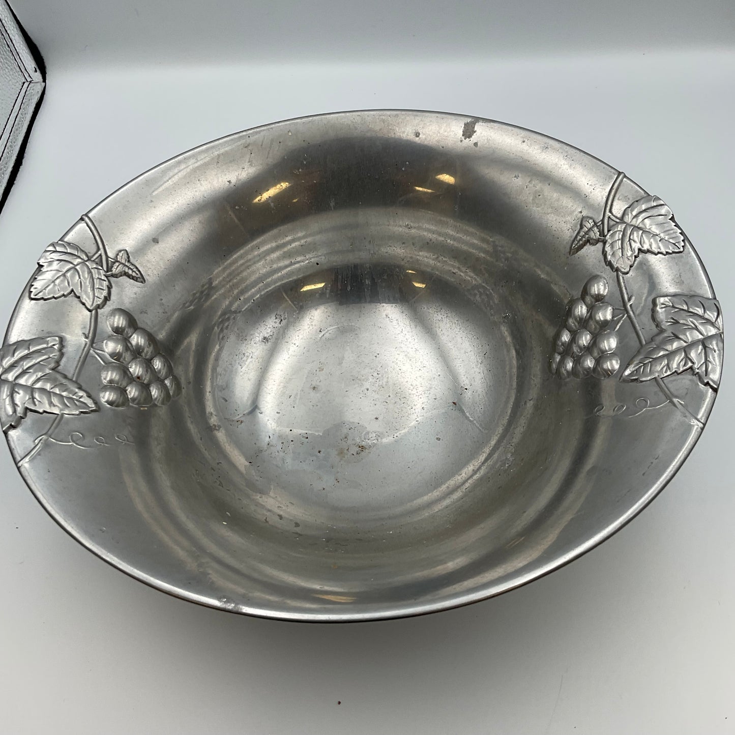 Mikasa Silver Serving Bowl with grapes and leaves