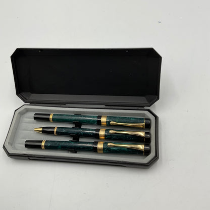 Green Marble Effect Pen Set
