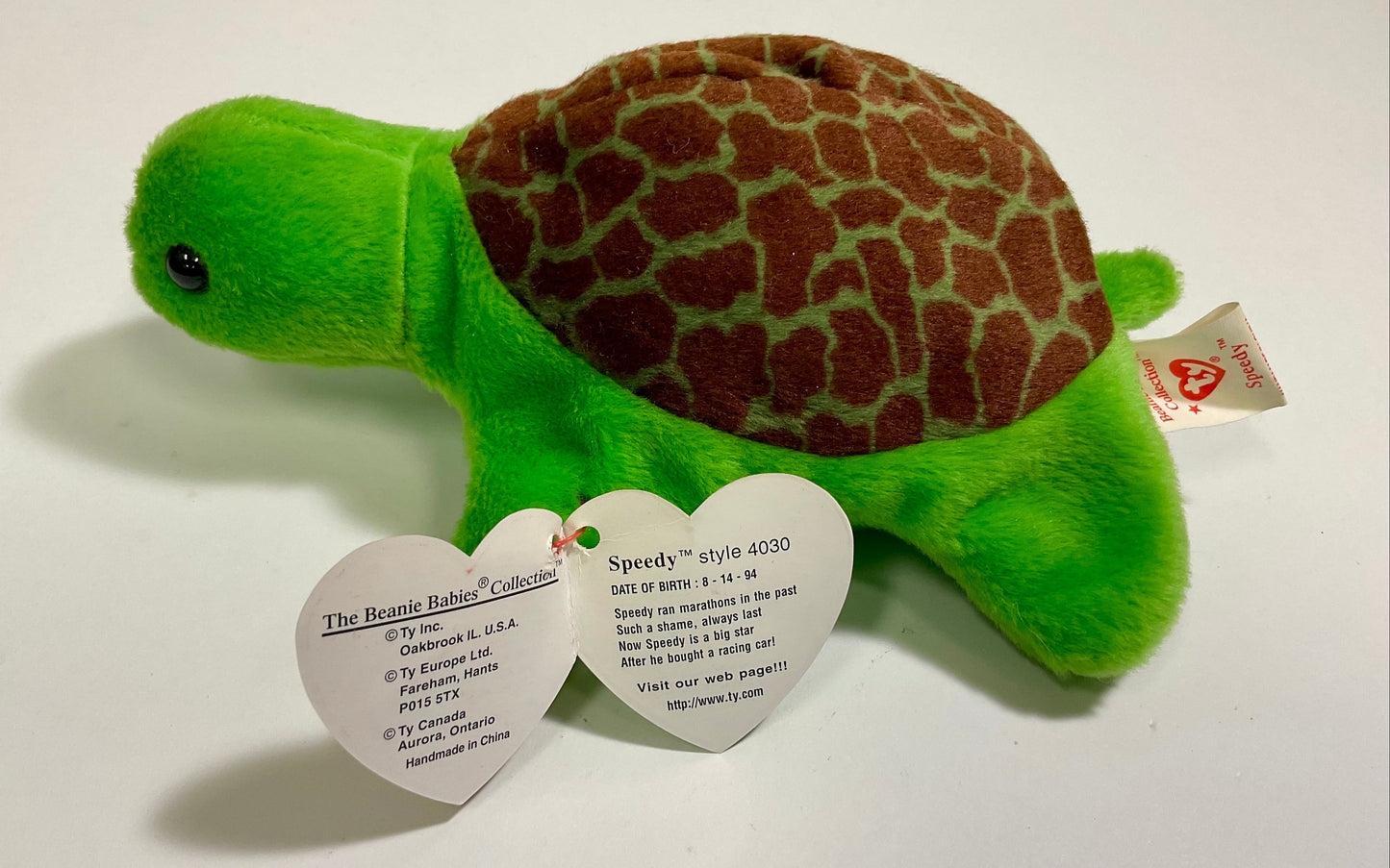Speedy the Turtle Vintage 1994 Ty Beanie Babies Collection Plush Collectible with Tag Style 4030 Beanie Baby