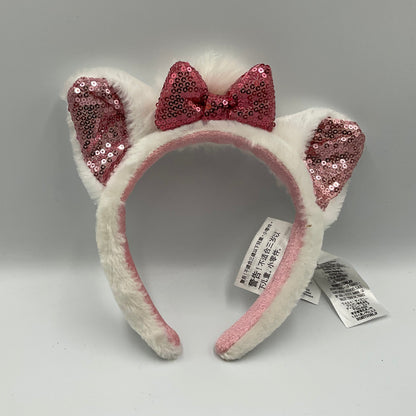 Disney Marie Cat Ear Headband with Pink Sequin Bow