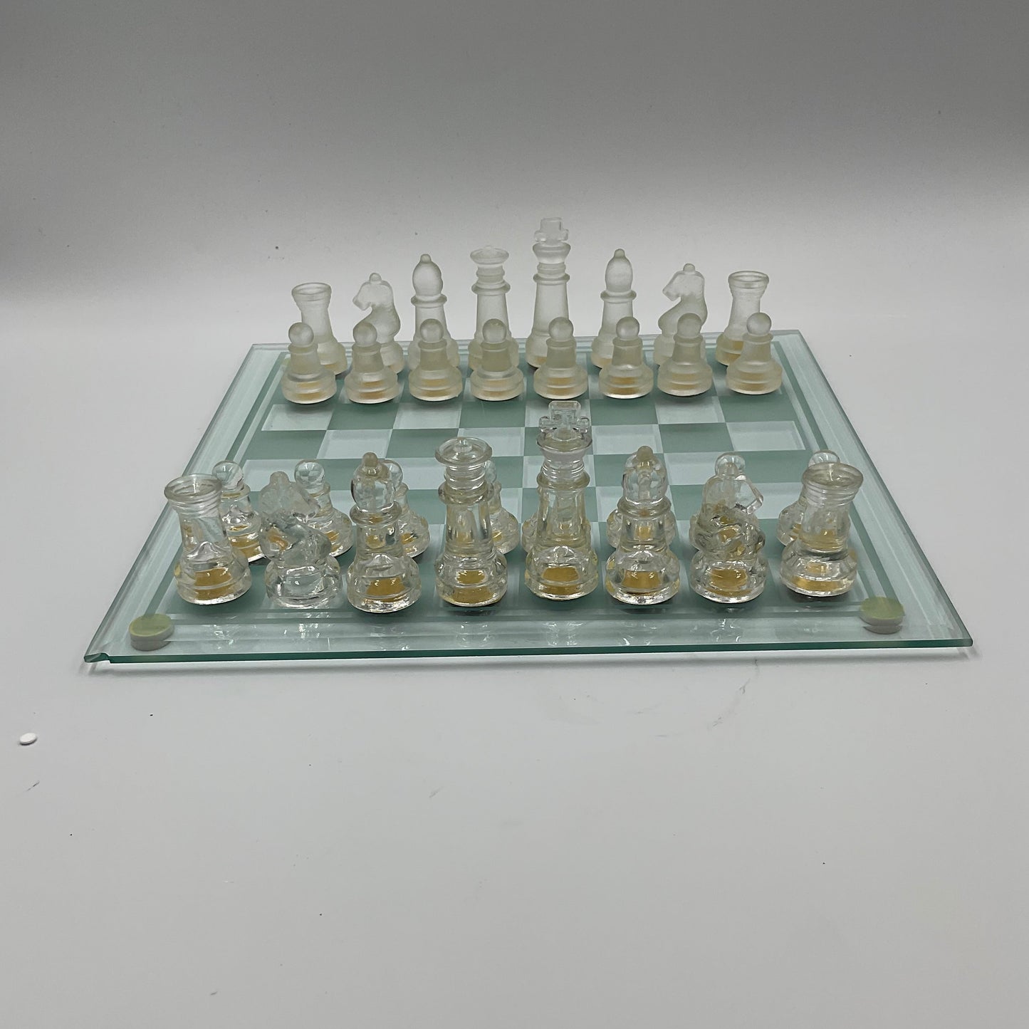 Vintage Glass Chess Set And Book