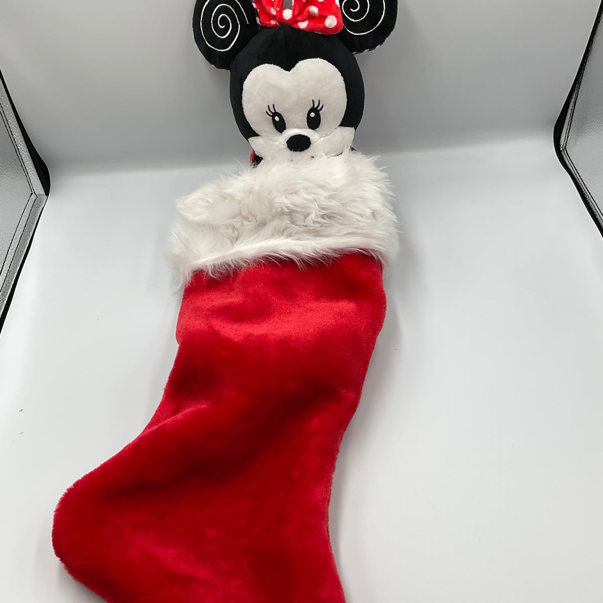 Disney Baby Minnie Mouse Plush Christmas Stocking Red White Holiday