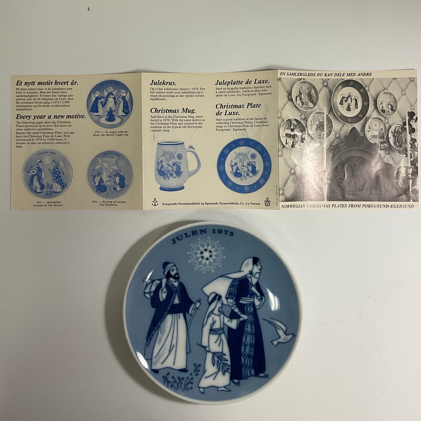 Julen Vintage 1975 Porsgrund Norway Christmas Decorative Wall Plate Original Box
