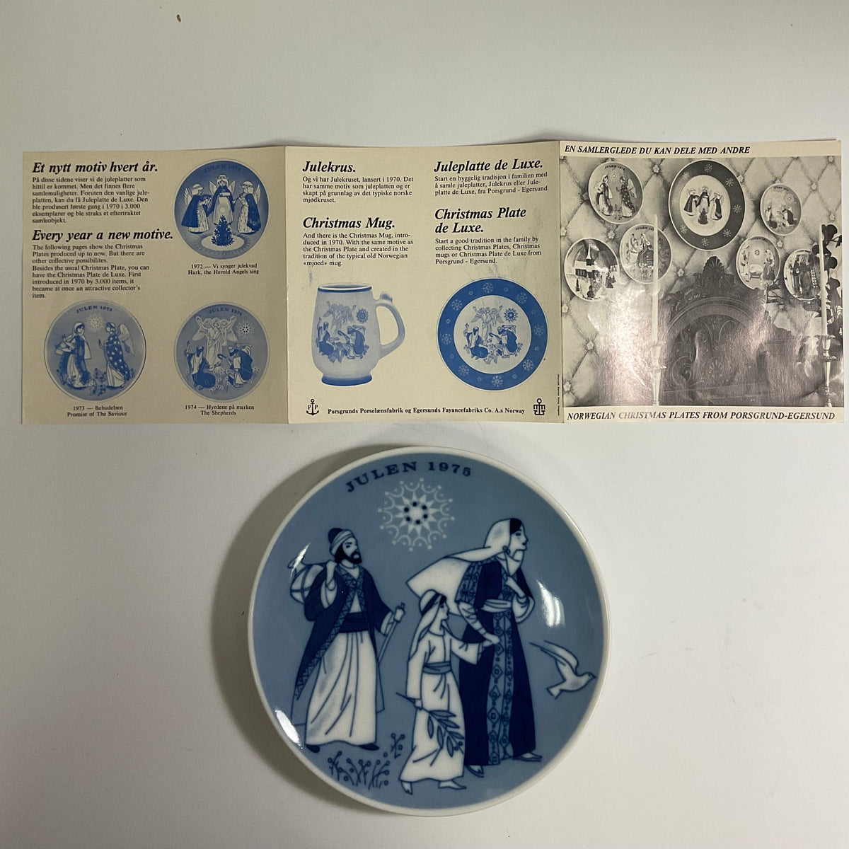 Julen Vintage 1975 Porsgrund Norway Christmas Decorative Wall Plate Original Box