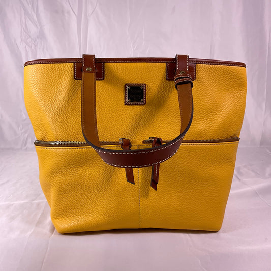 Dooney & Bourke Yellow Leather Shoulder Tote Handbag Excellent Condition